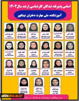 پذیرفته شدگان آموزشکده دختران نیشابور در آزمون سراسری کارشناسی ارشد ۱۴۰۴