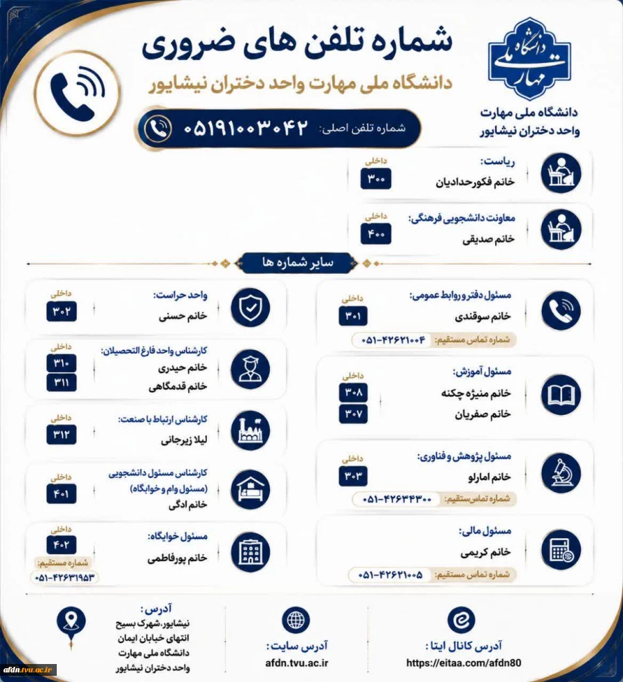 شماره تماس دانشکده 2